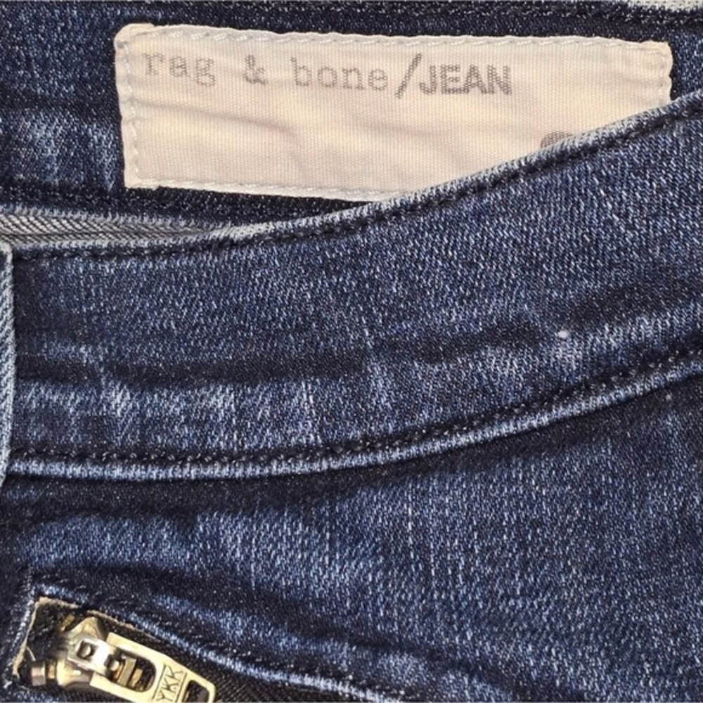 Rag & Bone Kensington Moto‎ Skinny Jeans Dark Indigo Ankle Zip W1522K520ND Sz 25 - Picture 9 of 13
